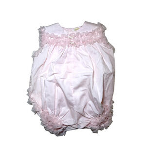 Bryan Baby Romper Girls 12-18 m Pink Ruffle Sleeveless Bubble Suit Vintage Style